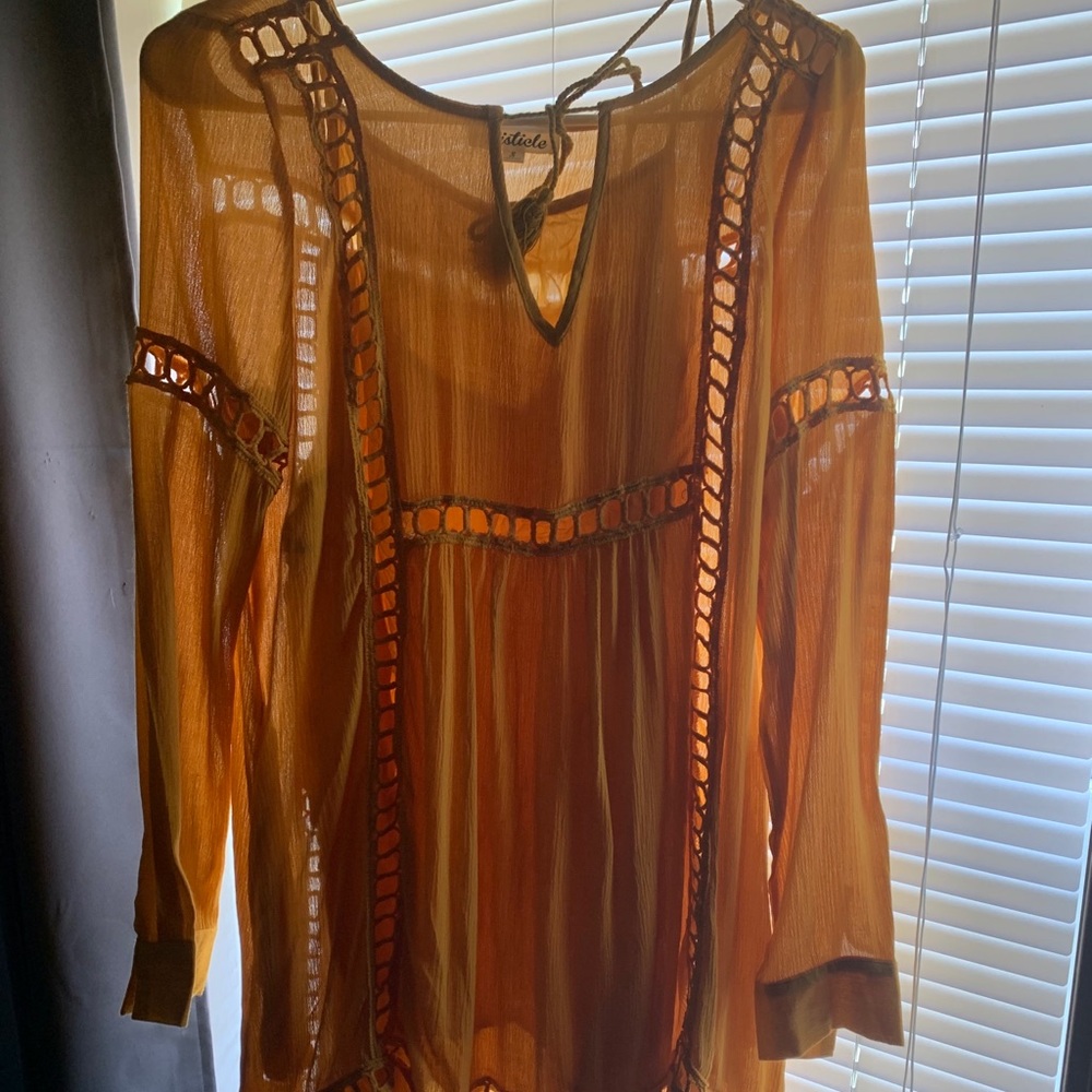 Mustard yellow, long sleeve sundress